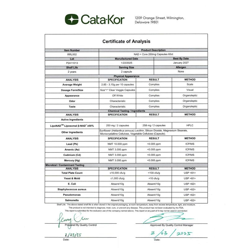 Cata-Kor NR900 - Suplemento de NAD+ para combatir el envejecimiento cutáneo, aumentar la energía y la concentración