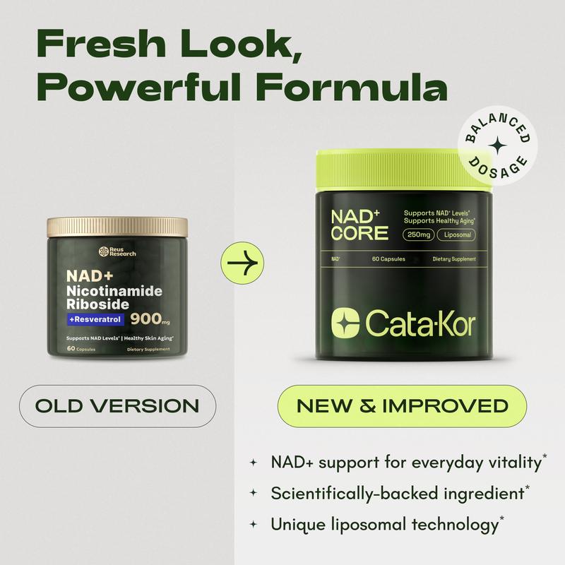 Cata-Kor NR900 - Suplemento de NAD+ para combatir el envejecimiento cutáneo, aumentar la energía y la concentración